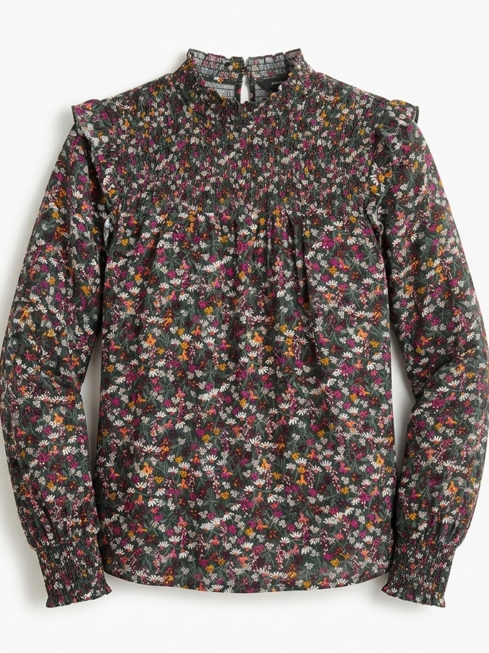 Draper James RSVP mock neck floral print ruffle shoulder women’s medium blouse